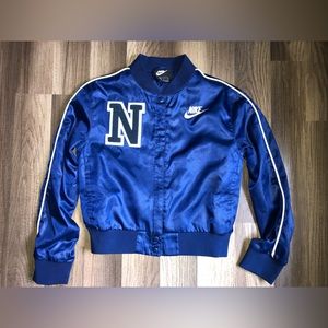 NIKE Big Kids Letterman Varsity Jacket Sportswear Track Jacket BLUE SIZE MEDIUM